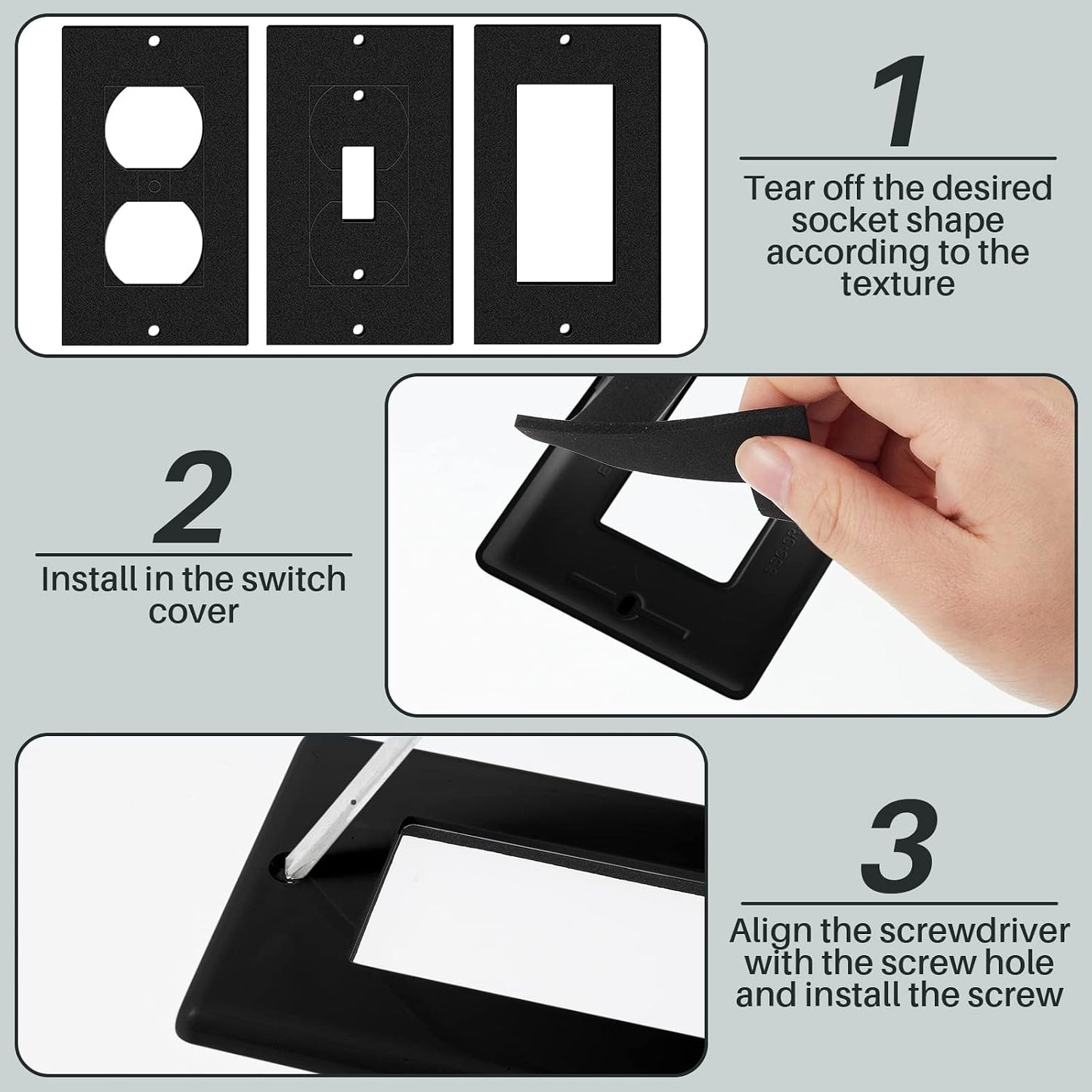 Tondiamo 40 Pcs White Wall Insulation Gasket Rectangle Wall Plate Outlet Sealers Foam Replacement Weatherproof Gasket Sealer Energy Saving for Electrical Outlet Plates Switch Covers