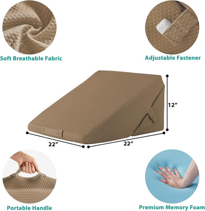 Bedluxe Wedge Pillow Headboard, 3PCS Orthopedic Bed Wedge Pillows Set for After Surgery, Adjustable Pillow Wedge for Acid Reflux&Back Pain Relief, Sleeping, Back Pillow for Bed Sitting Up, White/Grey