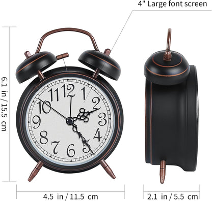 pxy Loud Alarm Clock for Heavy Sleepers 3D Dial Battery Operated (Battery Include), 4" Super Silent Analog Alarm Clock for Kids with Night Light PT260 Silver OrangePT505 Green White