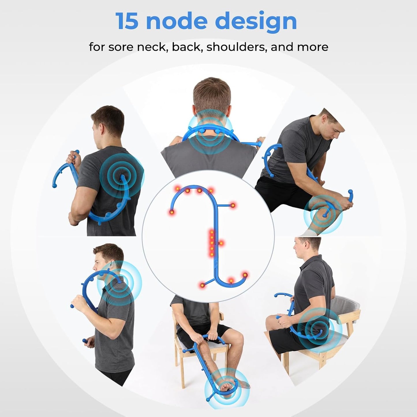 Detachable Trigger Point Massage Tool for Body Muscle Pain Relief | Button-Release Design, S/C, Massage Hook for Back, Neck & Shoulder, Pressure Point Therapy Tool for Deep Tissue Relief