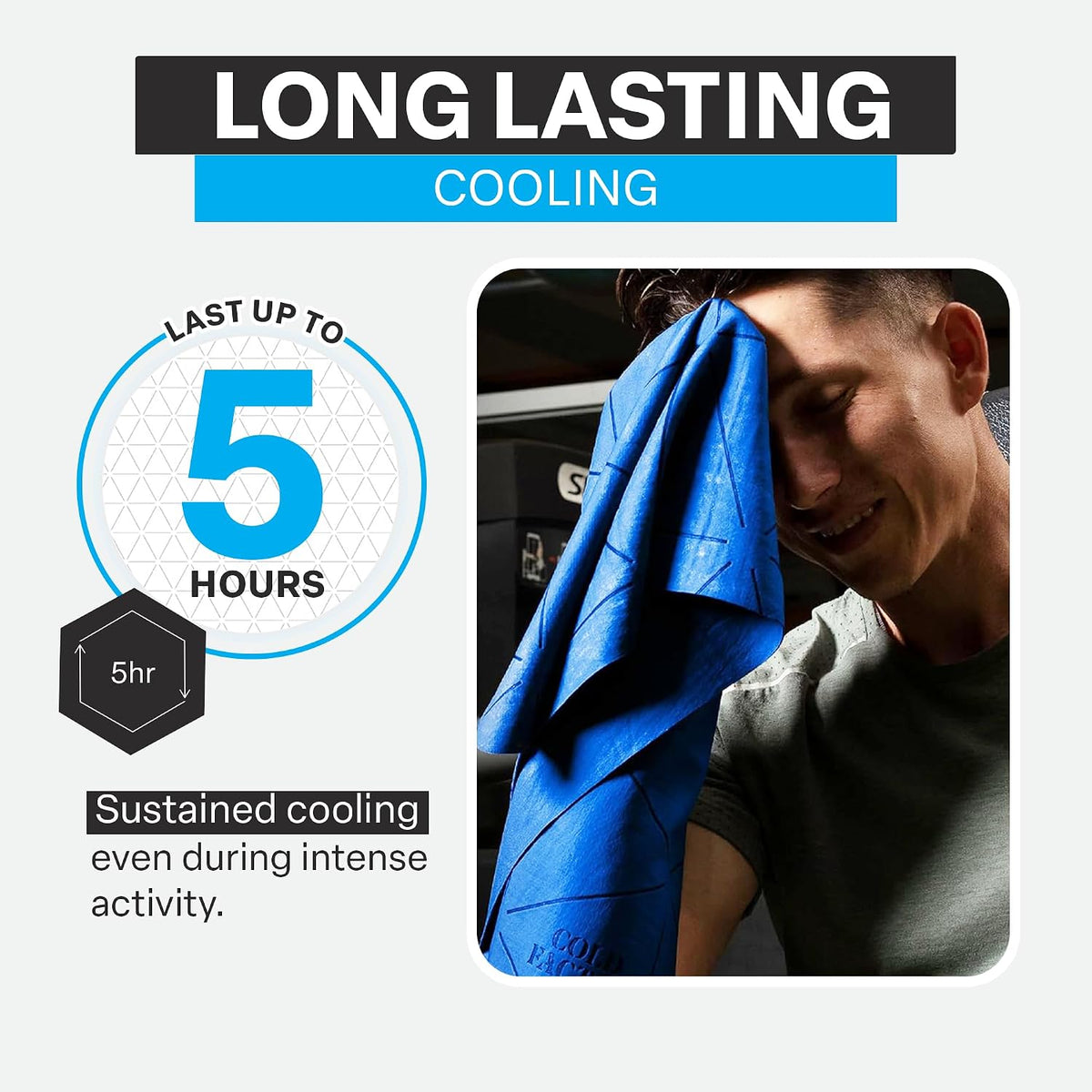 COLD FACTOR Instant PVA Cooling Towels, Cooling Neck Wraps, Blue, 3 Pack