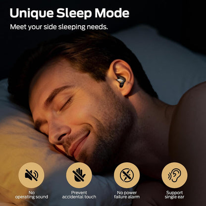 Monster Sleep Ear100 Ear Buds, Sleep Headphones with Stereo Sound, Design for Side Sleeper, 32H Playtime, Bluetooth 6.0, ENC Noise Cancelling, IPX6 Waterproof Mini Earbuds, Black