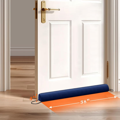 Door Draft Stopper with Removable Washable Cover, 38", Black | Weighted Gap Filler, Blocks Hot and Cold Air, All-Season Seal, Easy Install, Noise & Wind Blocker, Home Essentials