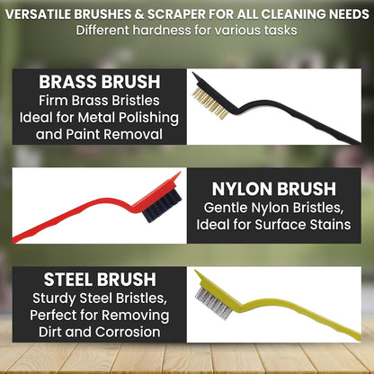 8 Pcs Crevice Cleaning Brush Set – Hard Bristle Cleaning Tools for Grout, Gaps & Narrow Spaces – Multi-Purpose Grout Brush, for Cleaning Bathroom, Shower, Window Tracks, Kitchen | Multi-Purpose Grout Brush for Bathroom, Shower, Window Tracks & Kitchen