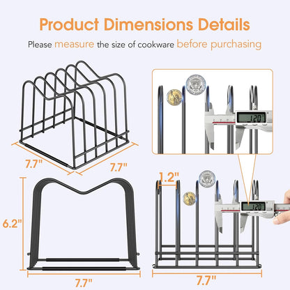 5mm Wire Cutting Board Organizer Holder Stand for Cabinet Countertop | Full silicone strip, no slipping or scratches, 1.2" slot spacing, Holds cutting boards, sheet pans, skillets inside Cabinet