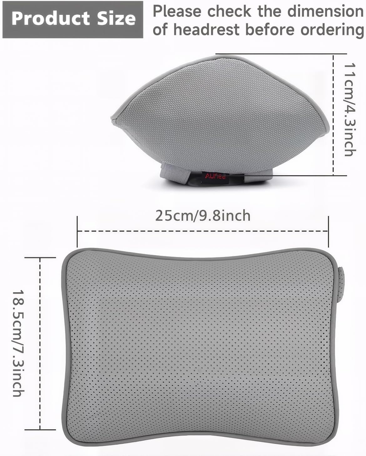 Aukee Car Headrest Pillow Memory Foam Car Neck Pillow with Adjustable Strap Soft Leather Headrest for Driving Home Office Black (1PC)