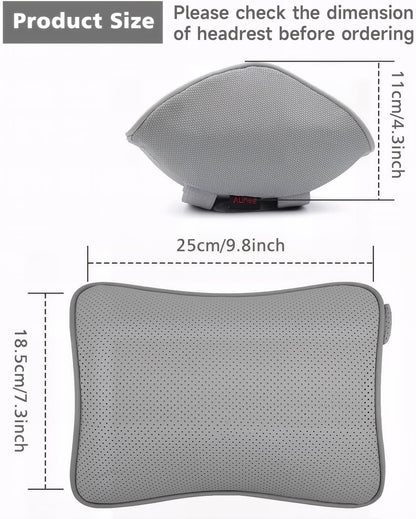 Aukee Car Headrest Pillow Memory Foam Car Neck Pillow with Adjustable Strap Soft Leather Headrest for Driving Home Office Black (1PC)