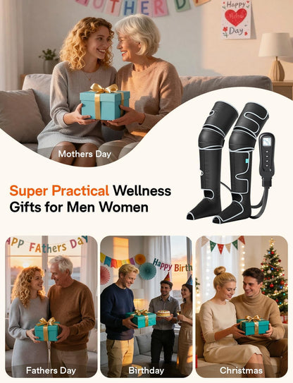 ALLJOY Leg Massager for Circulation and Pain Relief FSA, Gifts for Men Women Dad Mom, Leg Massager with Heat and Compression, 2 Heat 5 Modes 4 Intensities 4 Extenders