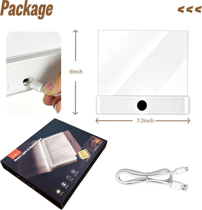 GJD 2-in-1 LED Book Light & Night Light, Rechargeable Flat Reading Light with 3 Color Modes Timer for Reading in Bed