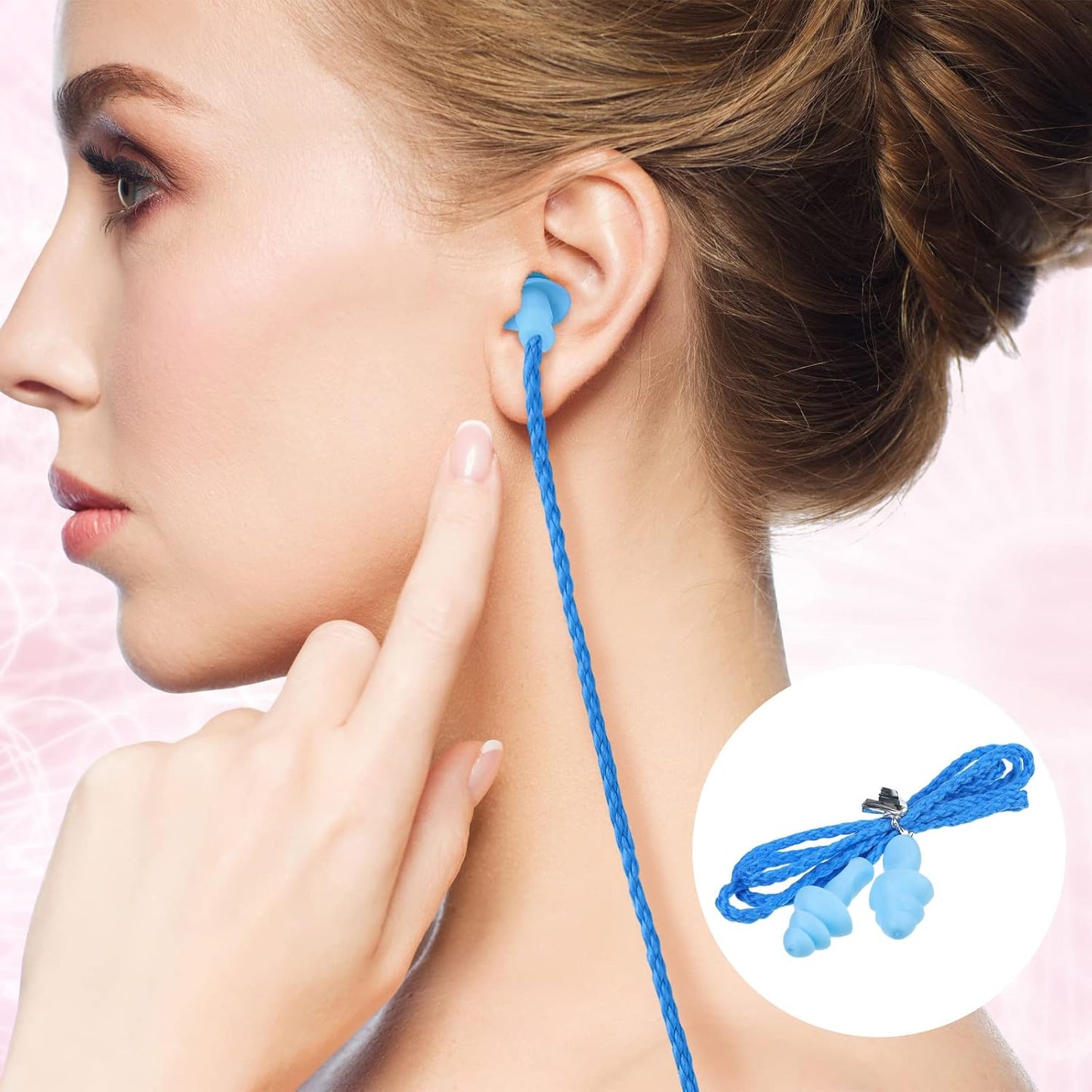 20 Pairs Corded Ear Plugs Reusable Silicone Earplugs with String Banded Ear Plug for Sleeping Noise Cancelling Noise Reduction Hearing Protection(Blue-Orange)