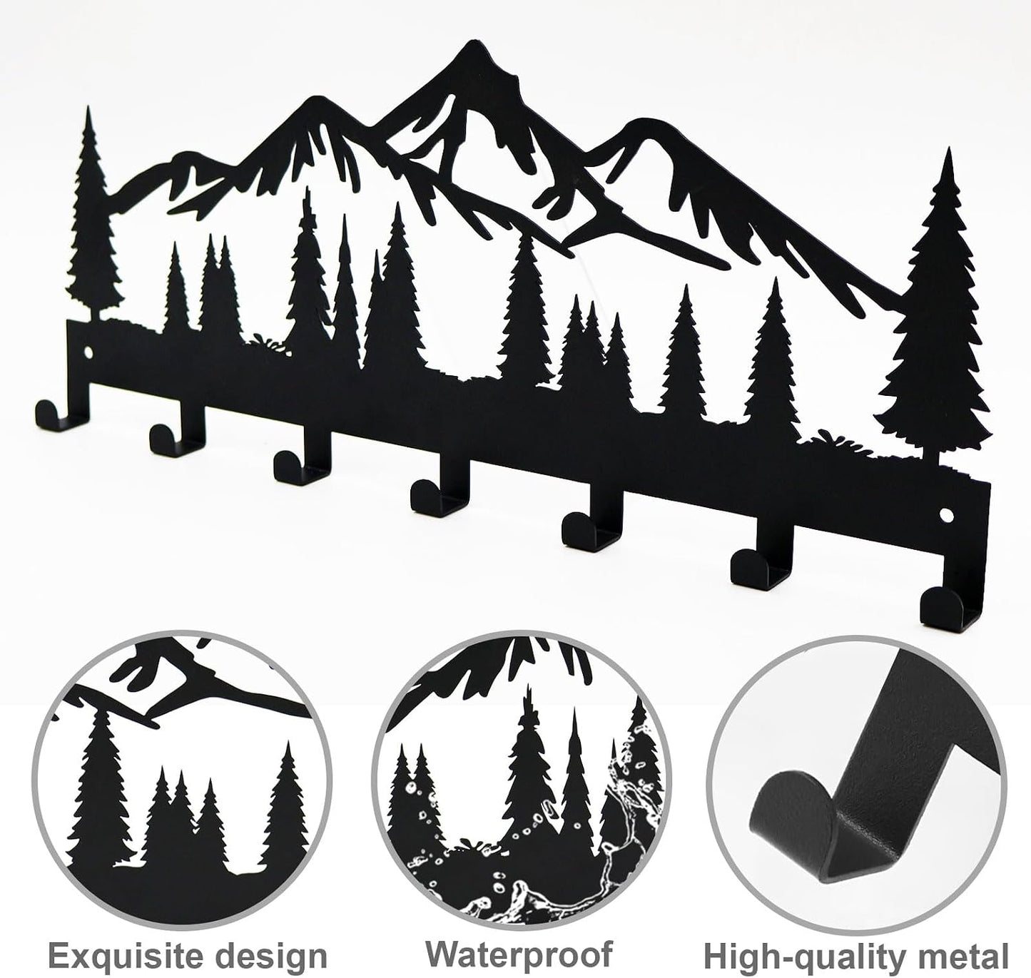 Key Holder for Wall, Metal Decorative Wall Mounted Mountain Key and Mail Holder with Shelf, 2 in 1 Key Hooks for Entryway, Front Door, Hallway, Key Organizer and Key Rack (10 Inches)