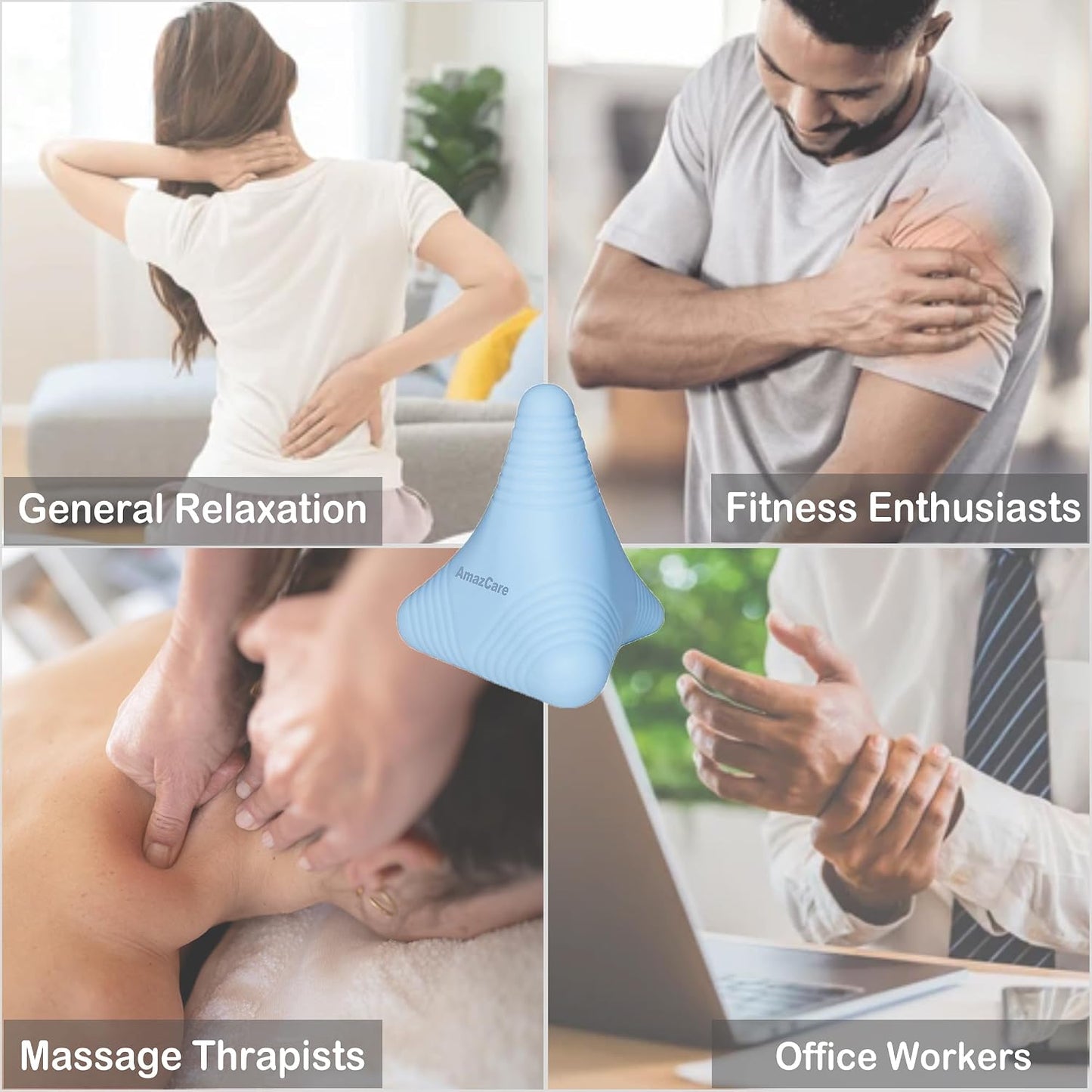 Trigger Point Massage Ball Manual Massager Tool 2.8”×2.9”. Gray | Silicone Massage Ball for Muscle Knot Deep Tissue Myofascial Release Physical Therapy Hip Flexor Iliacus Psoas Hand Foot Back