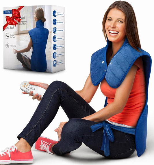 Heating Pad for Neck Shoulders and Back, Weighted Electric Heat Pad for Full Body Relax, 22" x 37" Large Heated Pad 6 Heat Levels 4 Auto-Off, Fathers Day Dad Gifts Birthday Gifts for Women Men Husband