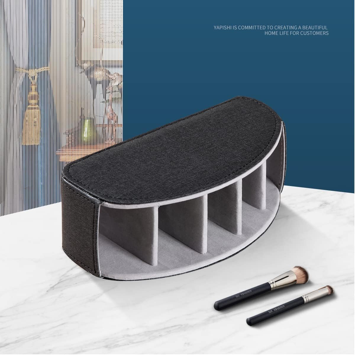 Pu Leather TV Remote Control Holder with 5 Compartments,Remote Caddy/Tray | Bedside Table Desk Storage Box/Organizer for Pen,DVD,Blu-Ray,Media Player,Heater Controller,Cosmetics,Glasses,Office Supplies