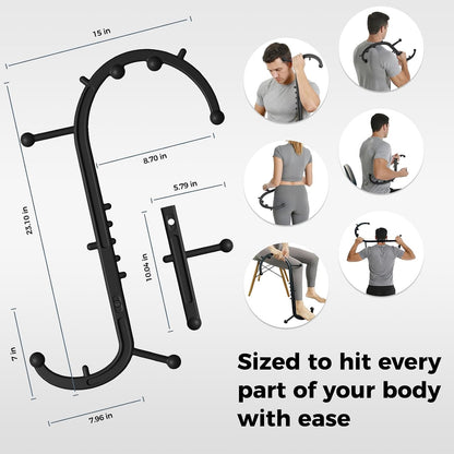 Detachable Trigger Point Massage Tool for Body Muscle Pain Relief | Button-Release Design, S/C, Massage Hook for Back, Neck & Shoulder, Pressure Point Therapy Tool for Deep Tissue Relief