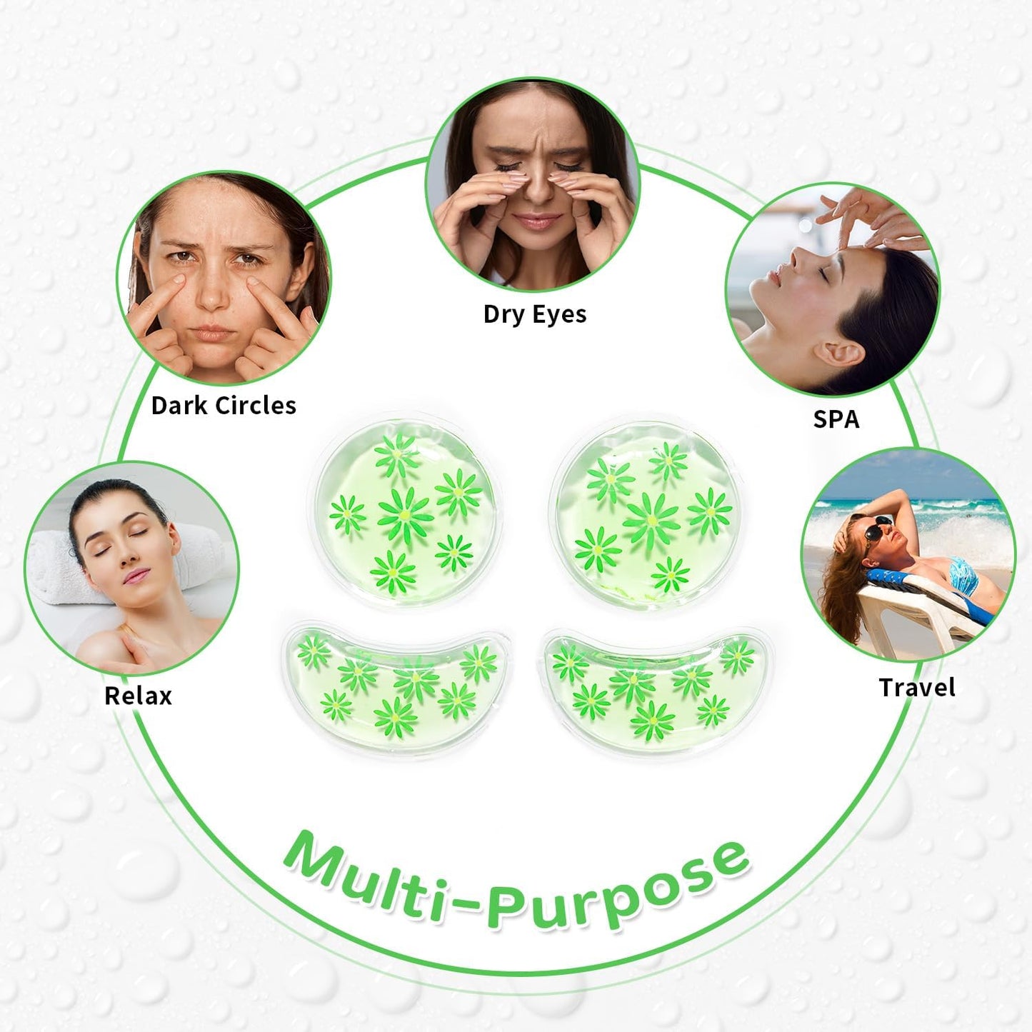 4PCS Gel Eye Ice Pack Set Reusable, Cold and Hot Compress for Eyes, Ice Pack for Eyes, Cooling Eye Pads for Eye Strain, Swelling, Redness, Dark Circles, Puffy Eyes, and Eye Recovery Surgery.