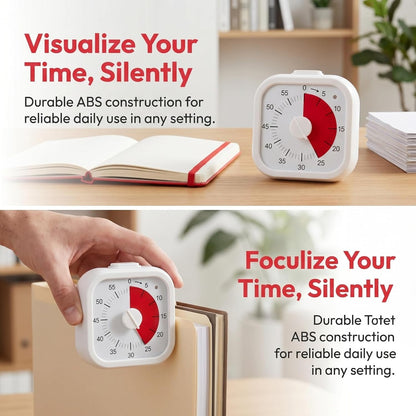 NUOBESTY Kitchen Timer Visual Countdown Timer with Clip Silent Analog for Cooking Baking Homework Classroom Management Easy-to-Read Color Display for Home Office Study