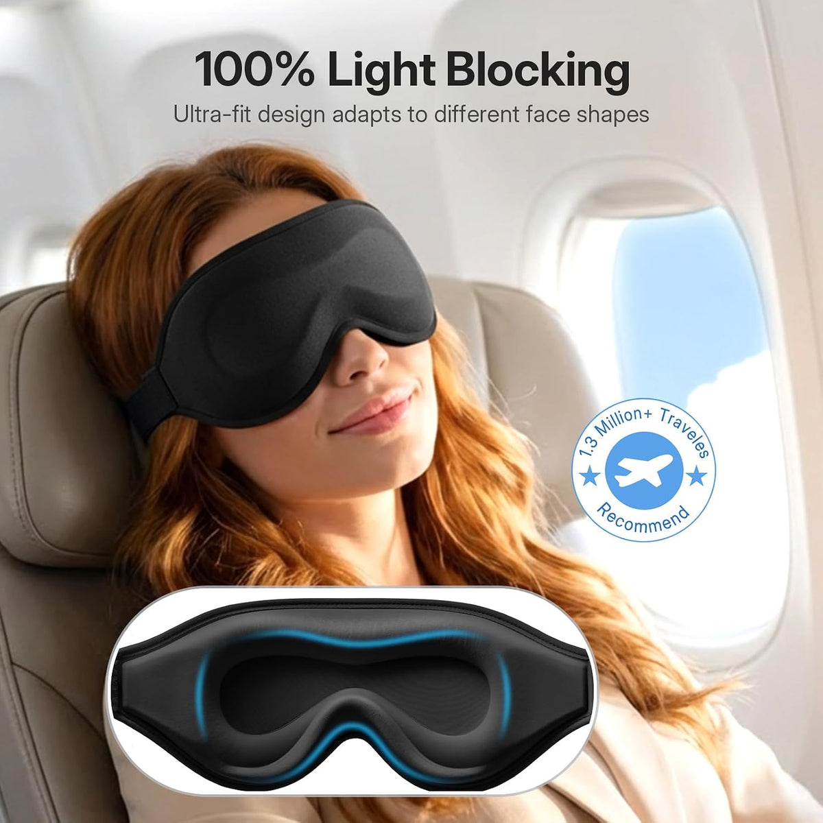 LitBear Sleep Mask for Lash Extension, Blackout Sleeping Mask for Women Men