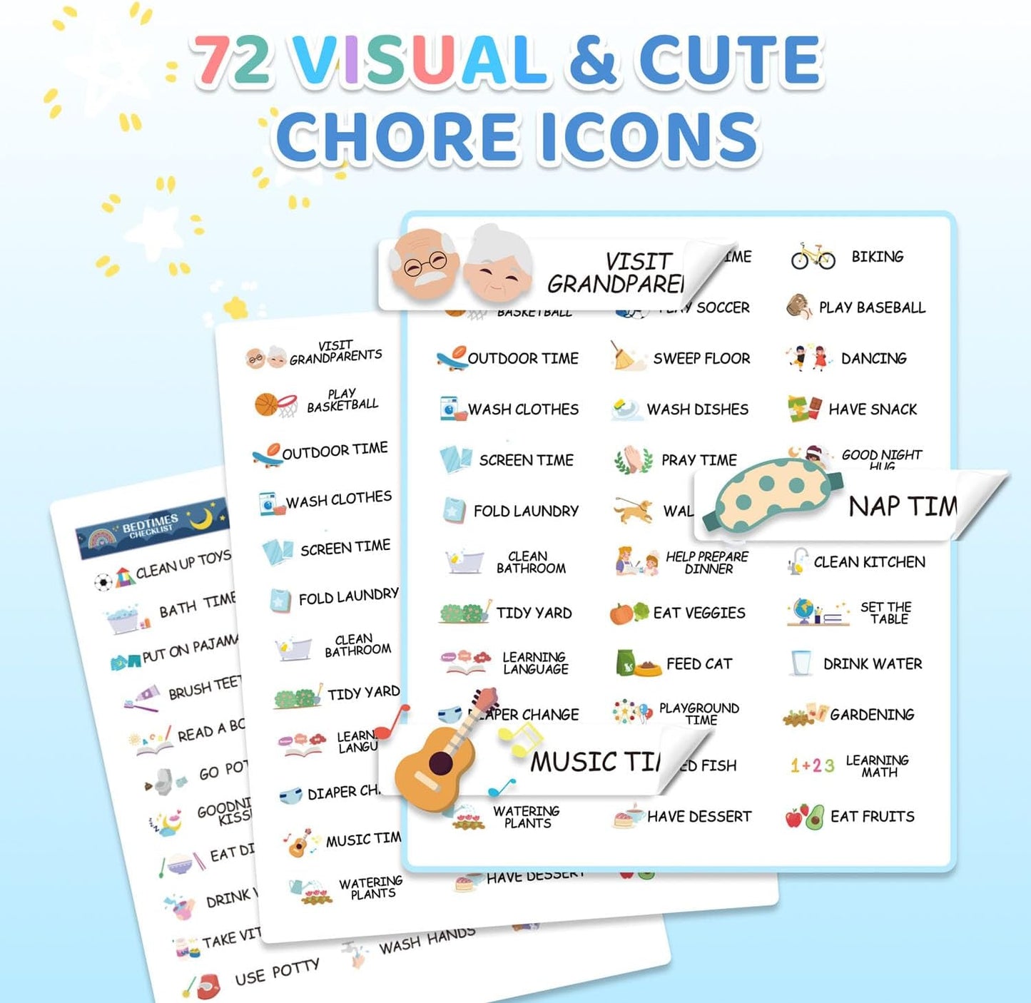 2 in 1 Bedtime/Morning Routine Chart for Kids Toddlers, Magnetic Chore Chart for Kids, Cute Visual Schedule for Kids Schedule Board for Home, Kids Checklist to Do List ADHD Tools for Kids