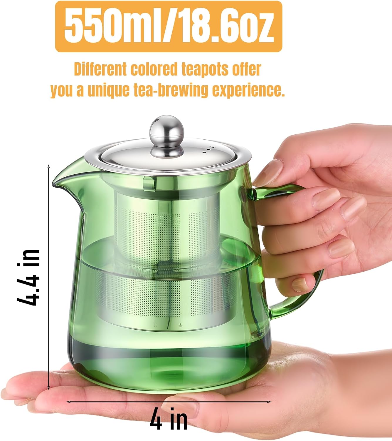 PARACITY Glass Teapot Stovetop 22 OZ/650ml, Tea pot with Removable 18/8 Stainless Steel Infuser, Borosilicate Clear Tea Kettle, Teapot Blooming and Loose Leaf Tea Maker Tea Brewer for Camping, Travel | Clear small tea kettle with infuser and tea pot with