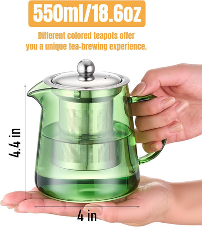 PARACITY Glass Teapot Stovetop 22 OZ/650ml, Tea pot with Removable 18/8 Stainless Steel Infuser, Borosilicate Clear Tea Kettle, Teapot Blooming and Loose Leaf Tea Maker Tea Brewer for Camping, Travel | Clear small tea kettle with infuser and tea pot with