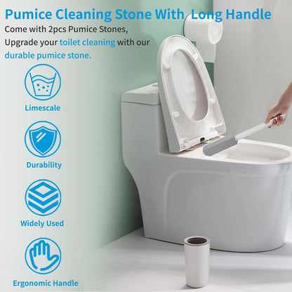 3 Packs Pumice Cleaning Stone with Extra Long Handle, Pumice Stone for Toilet Bowl Clean for Cleaning Toilets, Bathtubs, Grills, Swimming Pools, Sinks