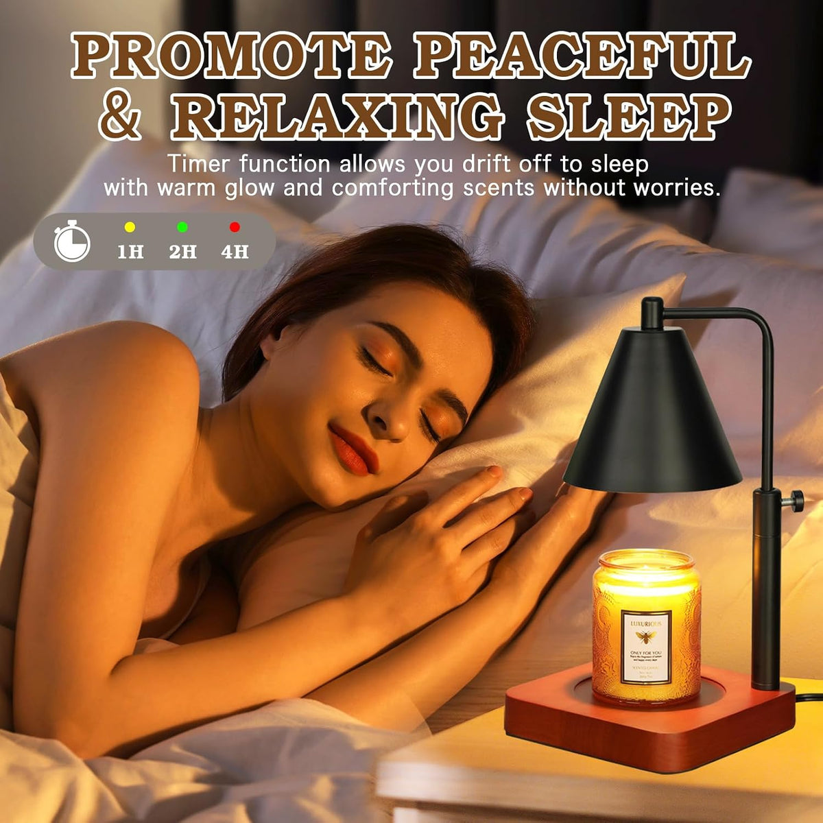 Modern Candle Warmer Lamp with Timer, Dimmable Candle Lamp Warmer, Mothers Day Birthday Gifts for Women Men, Black Candle Warmer, Adjustable Candle Light Warmer, Cozy Living Room Bedroom Home Decor