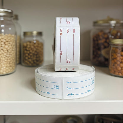 2 Rolls 1000 Labels Removable Food Labels, Waterproof Self-Adhesive Freezer Container Stickers for Kitchen Organization