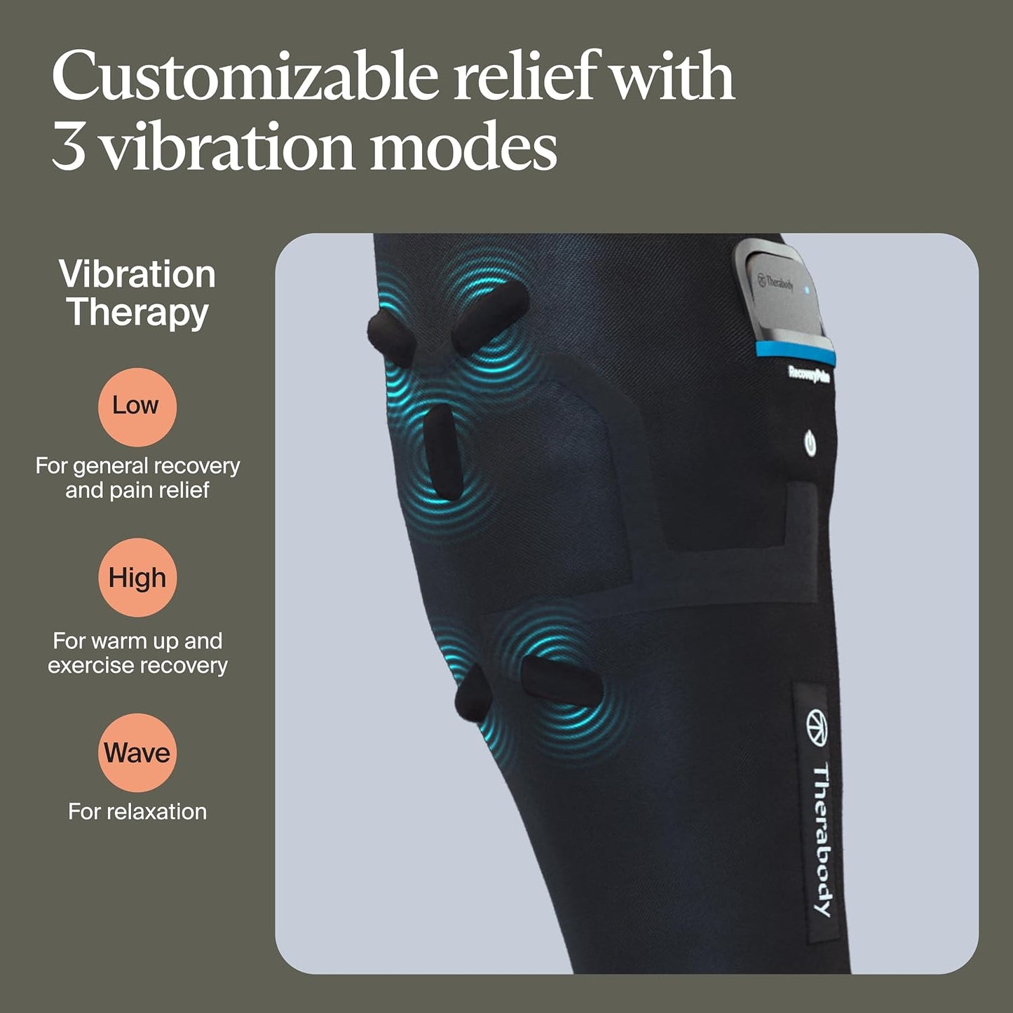 Therabody RecoveryPulse Calf - Compression and Vibration Sleeve for On The Go Relief, Reduce Soreness and Pain in Lower Legs, Increase Flexibility (Medium)