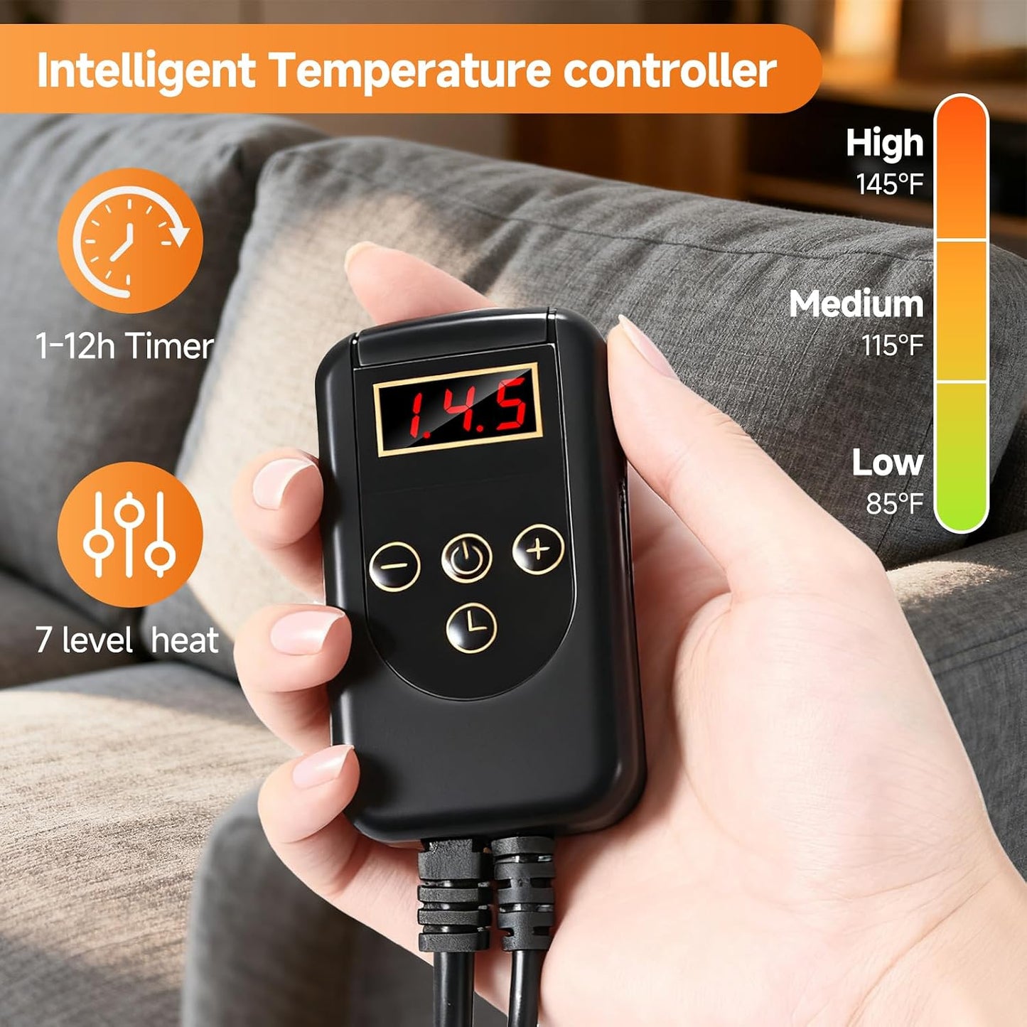 Heated Seat Cushion for Office Chair Back and Seat Warmer Pad with 110V Adapter
