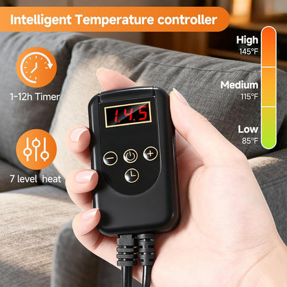 Heated Seat Cushion for Office Chair Back and Seat Warmer Pad with 110V Adapter