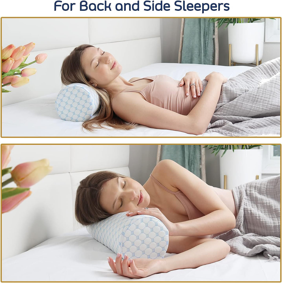 Nestl Neck Roll Pillow for Pain Relief - Premium Memory Foam – Bolster Pillow for Sleeping with a Breathable Cooling Cover - Comfy Cylinder Neck Roll Pillow