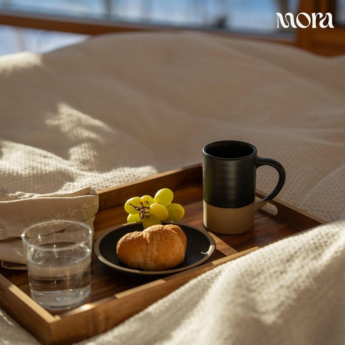 Mora Ceramics Tea Cup with Loose Leaf Infuser, Spoon and Lid, 12 oz, Microwave and Dishwasher Safe Coffee Mug - Rustic Matte Ceramic Glaze, Modern Herbal Tea Strainer - Great Gift for Women, Garnet