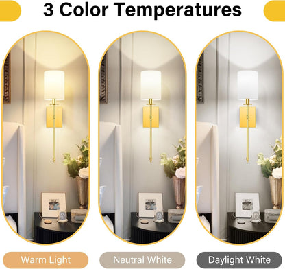 Battery Operated Wall Sconces Set of 2, Rechargeable Sconces with Remote