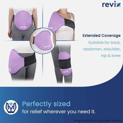 REVIX Extra Large Lower Back Ice Pack Wrap, 2 Pack Gel Wrap for Lumbar | Reusable Cold Gel for Sciatica & Waist Relief, 13.4 x 11 in, Hands-free Lumbar Wrap for Men & Women, Blue