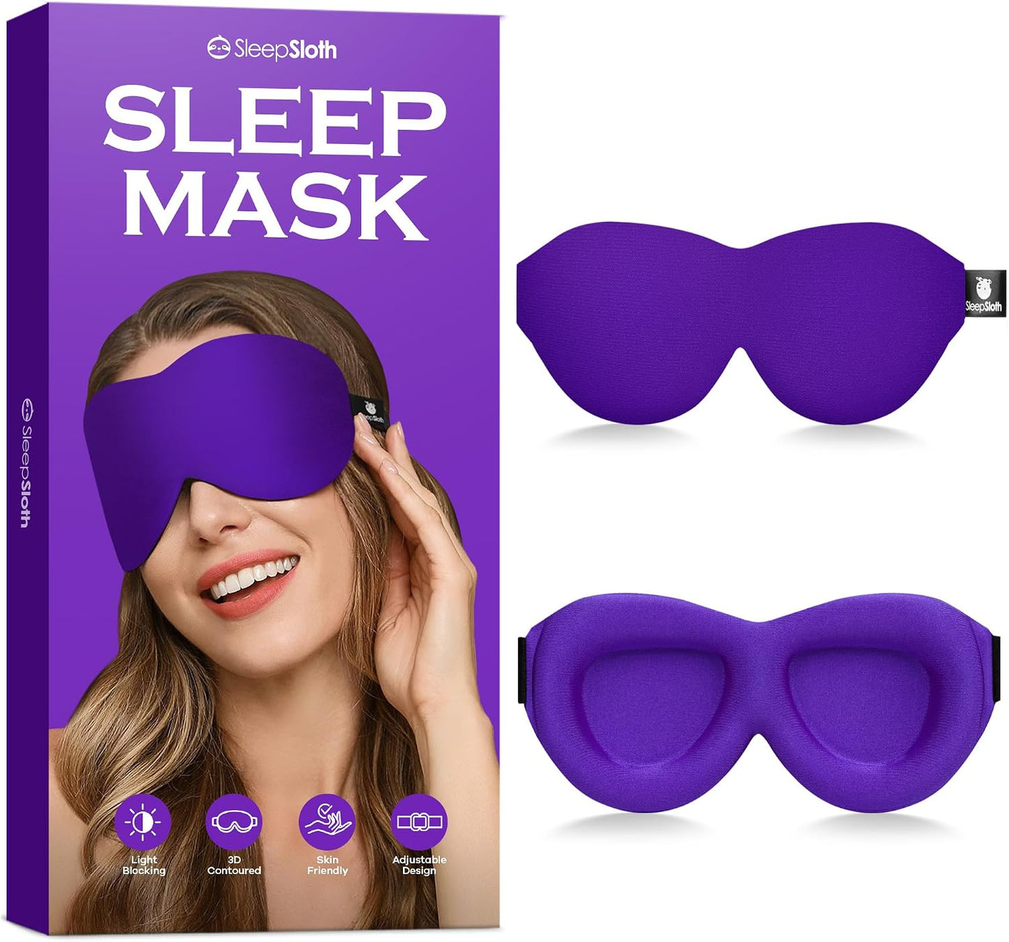 Sleep Mask for Side Sleepers, 3D Contoured Eye Mask for Sleeping, Soft Memory Foam Eye Cover with Adjustable Strap, No Pressure on Eyes, Travel Sleep Mask for Men Women, Shift Work & Naps