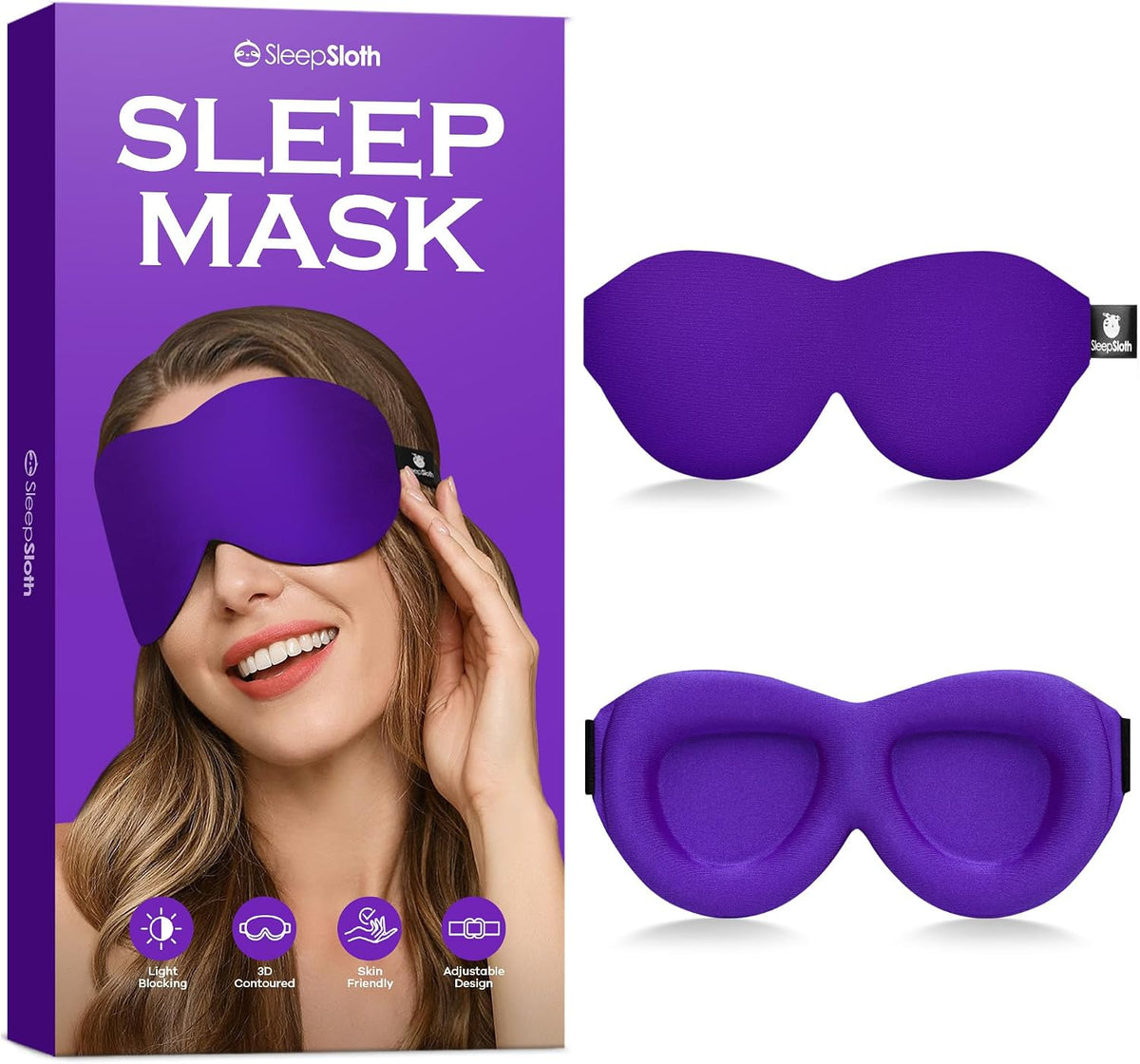 Sleep Mask for Side Sleepers, 3D Contoured Eye Mask for Sleeping, Soft Memory Foam Eye Cover with Adjustable Strap, No Pressure on Eyes, Travel Sleep Mask for Men Women, Shift Work & Naps