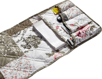 Brilliant Sunshine Burgundy Toile Floral Couch Armrest Cover, 35"×13" | Washable Magazine Holder, Armrest Organizer & Caddy on Sofa, Recliner, Armchair, Storage for Remote Controls, Phone, iPad