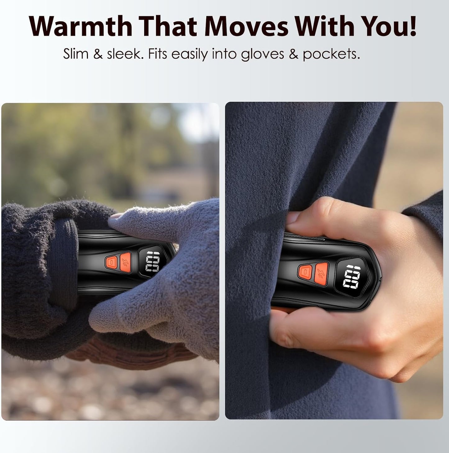 AI Hand Warmers Rechargeable 2 Pack, AI Smart Chips Electric Hand Warmers, Long Lasting Safe Heat, Portable Pocket Heater, Gifts for Christmas, Outdoor, Golf, Hunting, Camping Accessories -Black