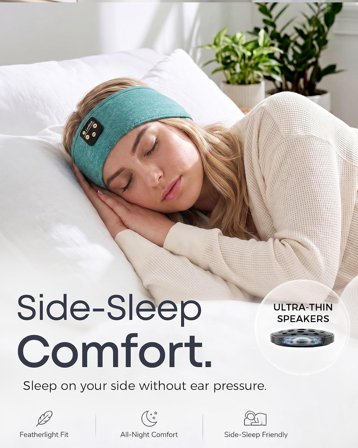 Sleep Headphones Headband, Bluetooth 5.4 Sleeping Headphones for Side Sleepers, Wireless Headband Headphones with Ultra-Thin Stereo Speakers for Sports, Workout, Travel, Meditation