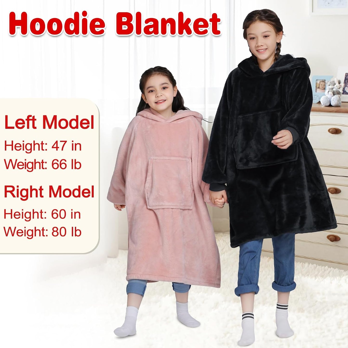 Wearable Blanket Sweatshirt Gifts for Women and Men, Warm and Cozy Giant Blanket Hoodie, Thick Flannel Blanket with Sleeves and Giant Pocket - Dark Gray