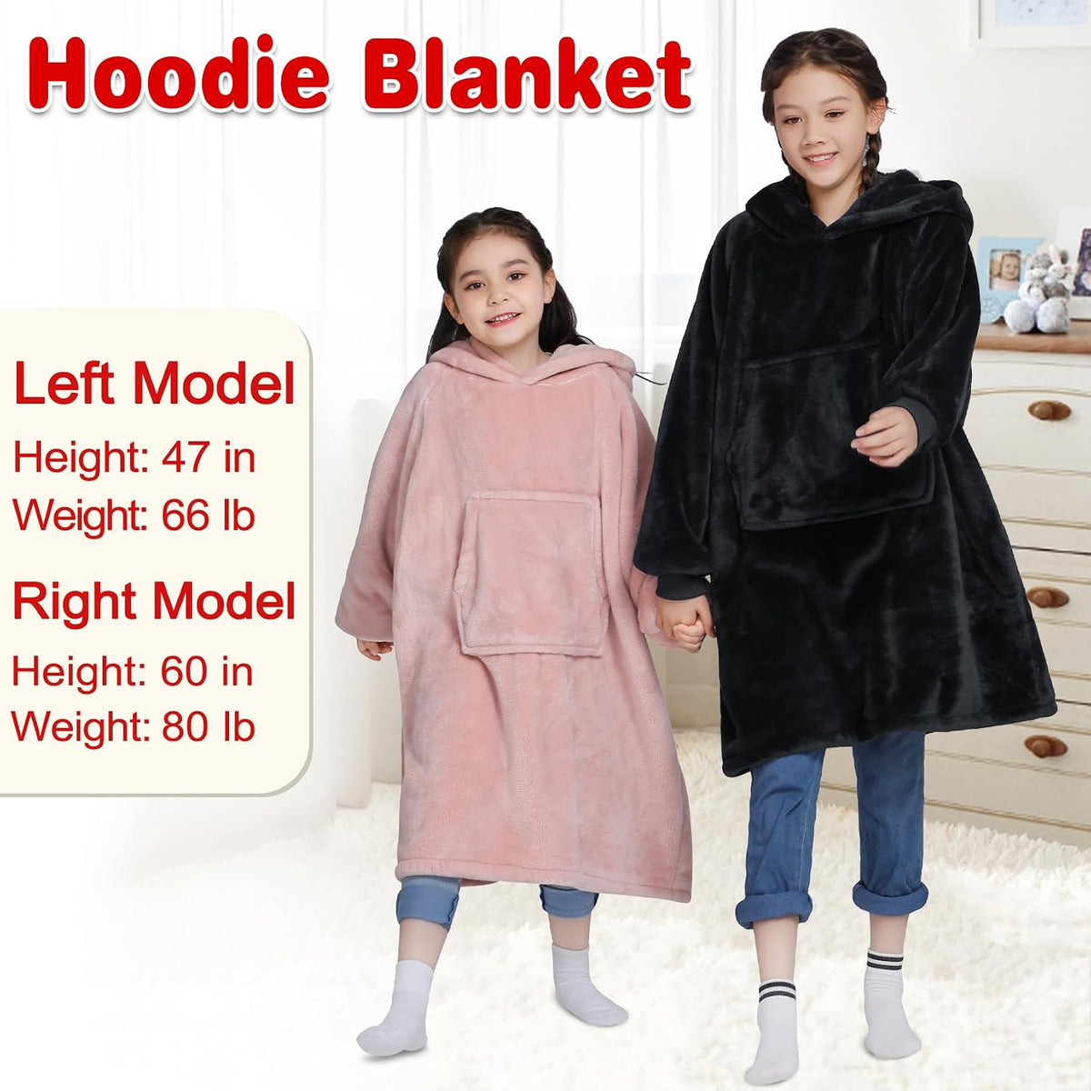 Waitu Wearable Blanket Sweatshirt Gifts for Women and Men, Warm and Cozy Giant Blanket Hoodie, Thick Flannel Blanket with Sleeves and Giant Pocket - Dark Gray