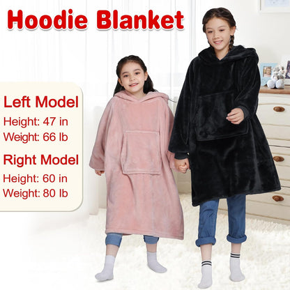 Waitu Wearable Blanket Sweatshirt Gifts for Women and Men, Warm and Cozy Giant Blanket Hoodie, Thick Flannel Blanket with Sleeves and Giant Pocket - Dark Gray
