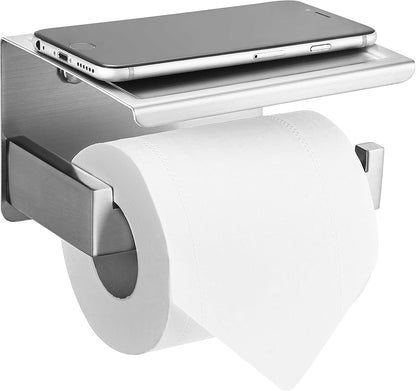 HITSLAM Toilet Paper Holder Matte Black, Adhesive Wall Mount, No Rotation | Heavy Duty Metal | anti rotation slot | vertical or horizontal setup |rustproof matte black finish|Bathroom Tissue Dispenser