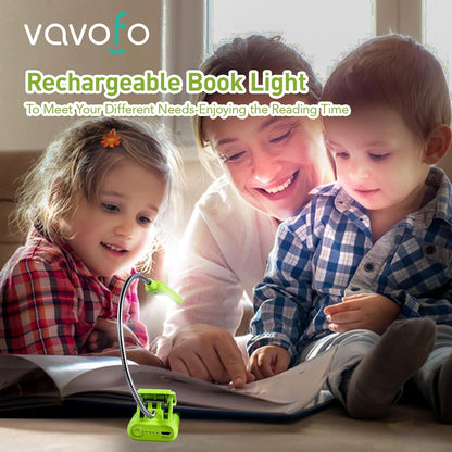 VAVOFO Rechargeable Book Light for Reading in Bed Kids, 7 LED Reading Light with 9-Level Warm Cool White Daylight, Eye Care Lamp with Power Indicator for Bookworms (Yellow)