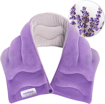 Neck Heating Pad Microwavable for Pain Relief, Moist Hot Compress | Microwave Neck Warmer Wrap FSA Eligible HSA for Sore Muscles Relief, Lavender Aroma, 25 x 5.7 Inches, Blue