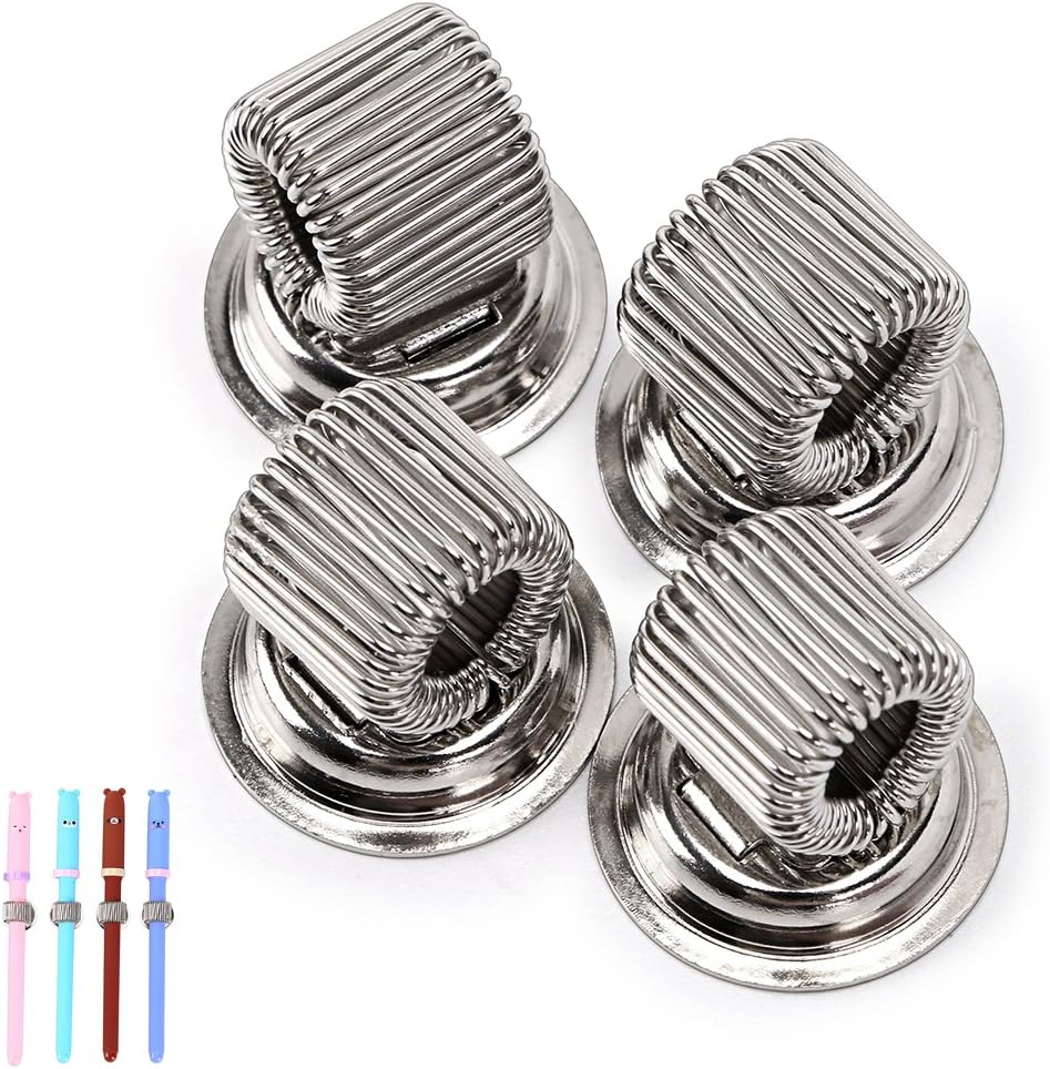 BTSKY Stainless Steel Magnetic Pen Holder Clips- Magnetic Pen Clip Holder Fit Any Size Pens Magnetic Push pins for Refrigerator Whiteboard Erase Board and Bulletion Board Map(4pcs)