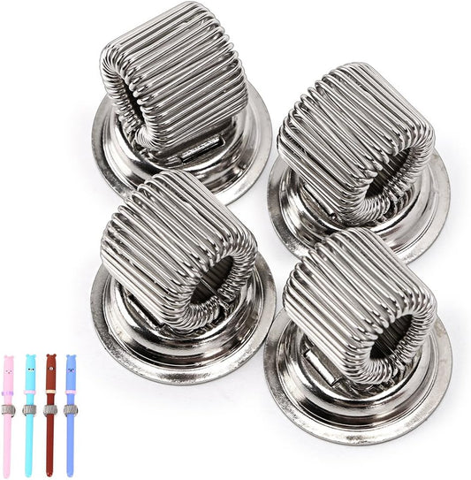 BTSKY Stainless Steel Magnetic Pen Holder Clips- Magnetic Pen Clip Holder Fit Any Size Pens Magnetic Push pins for Refrigerator Whiteboard Erase Board and Bulletion Board Map(4pcs)