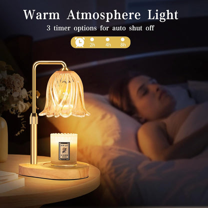 Candle Warmer Lamp with Timer Dimmable: Birthday Gifts for Women Adjustable Height Candles Light Warmers Lamps Gold Crystal Candle Warmer, House Warming Gift New Home Decor, for Women