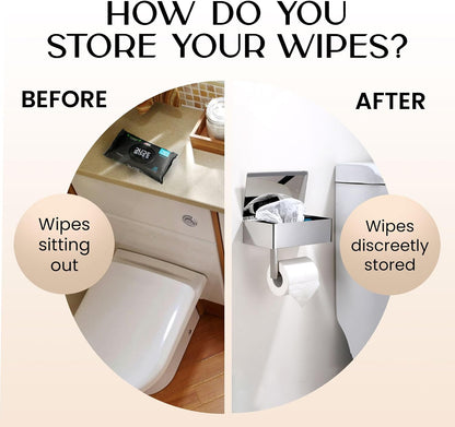 Day Moon™ - Toilet Paper Holder with Shelf - Modern Roll Holder for Bathroom - 1 Pack - Wall Mount - with Storage, Gold